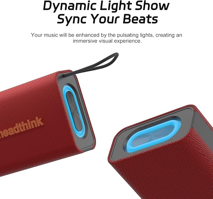 Bluetooth Speaker, Portable Wireless, IPX5 Waterproof, Bluetooth 5, RGB Color Lights, Loud Stereo Sound, Bass, TWS Pairing, for Party, Home, Outdoor, Traveling.