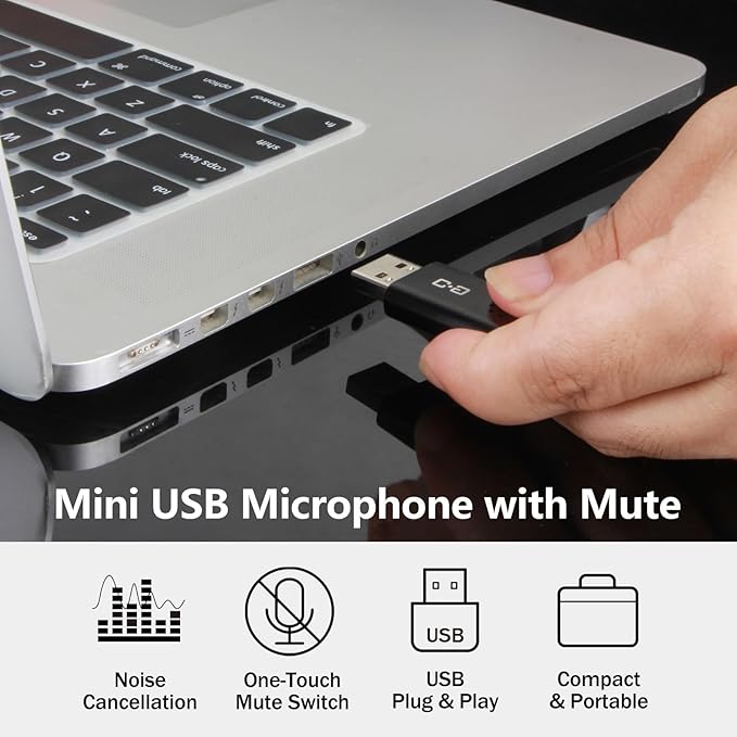 DUNGZDUZ Upgrade Mini USB Computer Microphone with Touch Sensitive Mute Button & LED Indicator, Plug-and-Play Condenser Mic for Laptop & Desktop, Clear Audio for Calls, Meetings, Study & Travel