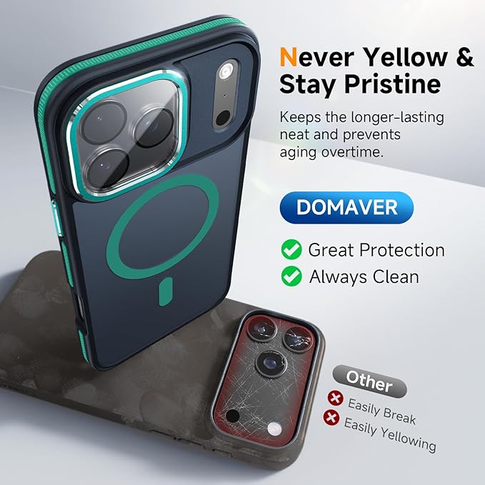 Magnetic 3 in 1 for iPhone 17 Pro Case, [Omni-Directional Protection] with 1x Screen Protector + 1x Camera Cover, [Seamless Work with Magsafe] Shockproof Slim Thin Matte Case for iPhone 17 Pro Green