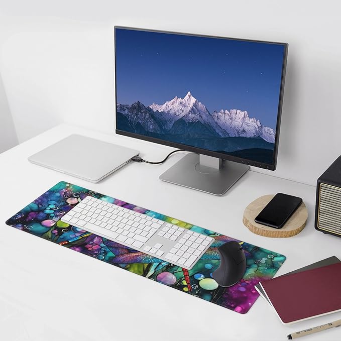 Dragonfly Mouse Pad Extended Large Gaming Mouse Pad XL Stitched Edges for Gamer Home Office 31.5 X 11.8 Inch