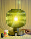 Elenhome Big Touch Table Lamp,Elegant Green Glass Bedside Lamp 3 Way Dimmable with USB C+A Charging Ports - Bedroom Nightstand & Living Room Essential, 4W Bulb Included (Green)