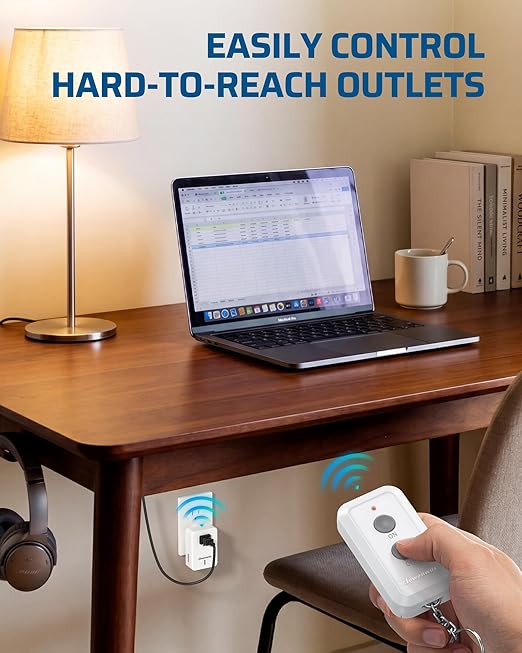 DEWENWILS Indoor Remote Control Outlet, Expandable Remote Light Switch Kit, Wireless On Off Power Switch, 100ft RF Range, Compact Design, White