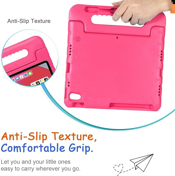 Kids Case for iPad Pro 12.9-inch (6th/5th/4th Gen) 2022/2021/2020, Techcircle [Support Pencil Charging] Convertible Handle Stand Lightweight EVA Foam Bumper Protective Rugged Child Proof Cover, Rose