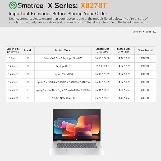 Smatree Hard EVA Protective Sleeve Case Compatible for 16 inch HP Envy x360 2-in-1 Laptop 16t-ac000, for 15.6 inch Laptop 15/15t, for 15.6inch HP 255 G9 Notebook PC, Green (X8278TG)