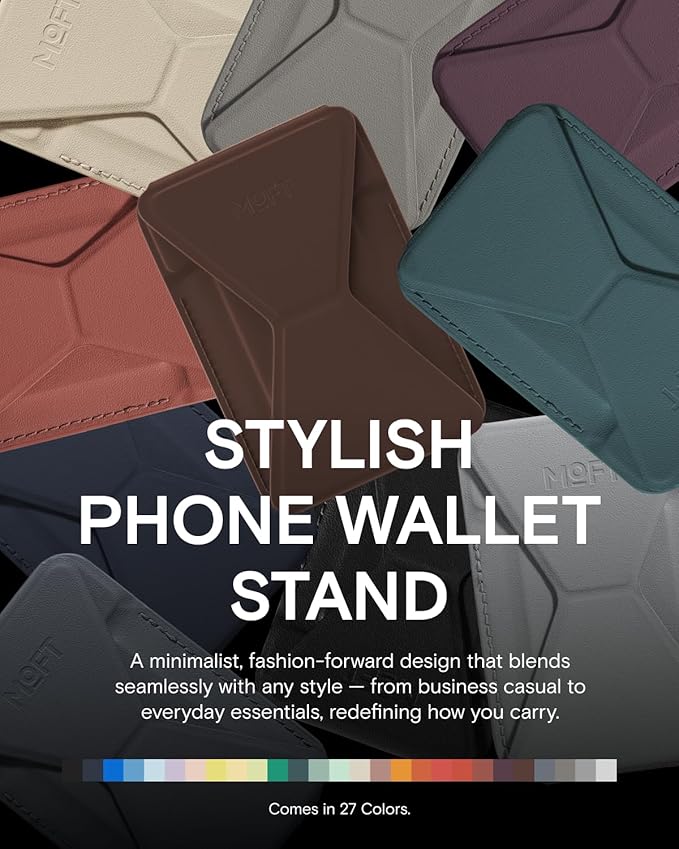 MOFT Magnetic Wallet Stand Compatible with iPhone 17/16/15/14/13/12 Series, Angle Adjustment & Magsafe Compatible MOVAS Phone Stand,Brownie