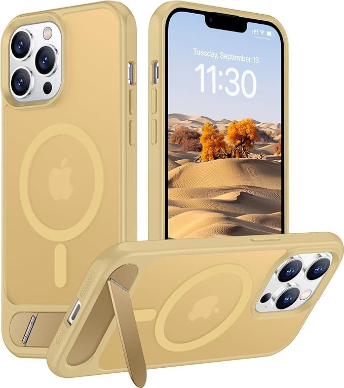 Magnetic Compatible with iPhone 13 Pro Case, [Built-in Invisible Kickstand][Compatible with MagSafe][Military Grade Shockproof] Slim Translucent Matte Phone Case for iPhone 13 Pro 6.1"