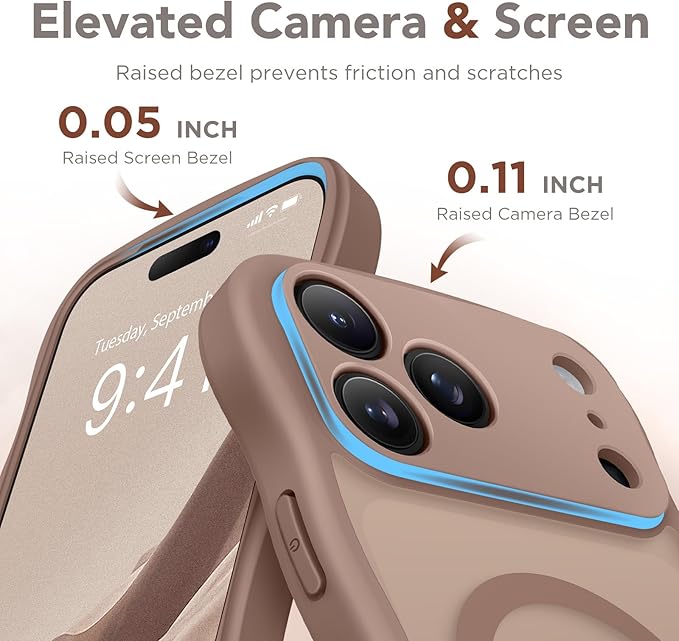 CAPRARO Magnetic for iPhone 17 Pro Max Case for Women Girls, Upgraded [Full Camera Protection] [Compatible with MagSafe] Cute Wave Translucent Matte Phone Case for iPhone 17 Pro Max, Brown