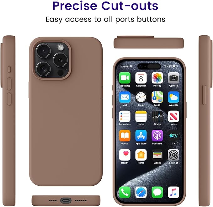 OTOFLY for iPhone 15 Pro Case [Compatible with MagSafe] Full-Body Silicone Shockproof Slim Thin Phone Case for iPhone 15 Pro 6.1 inch (Light Brown)