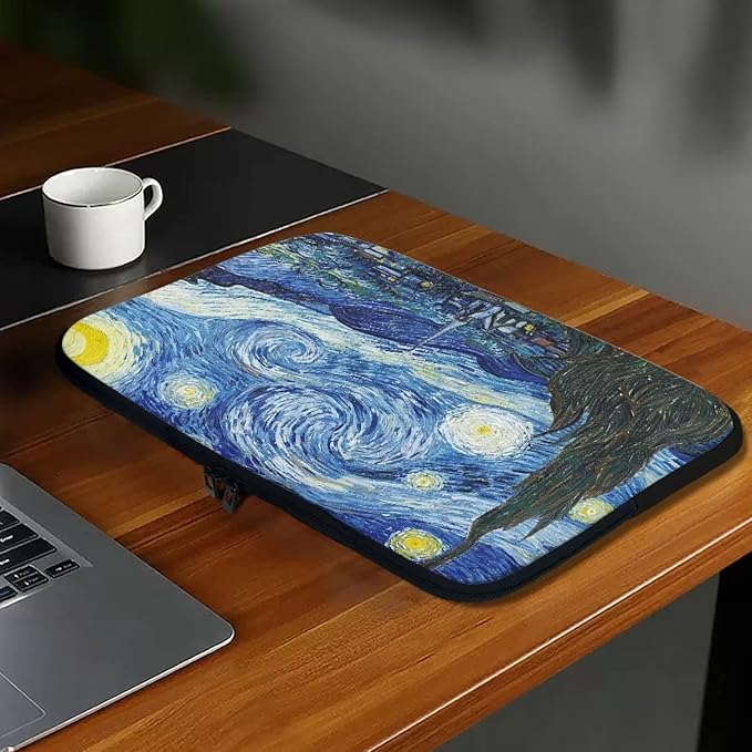 Starry Night Laptop Sleeve Case for Women Men Fashion Van Gogh Painting Pattern Laptop Protector with Versatile Uses Easy to Clean Ideal Gifts for Daily Use Travel at Different Occasions