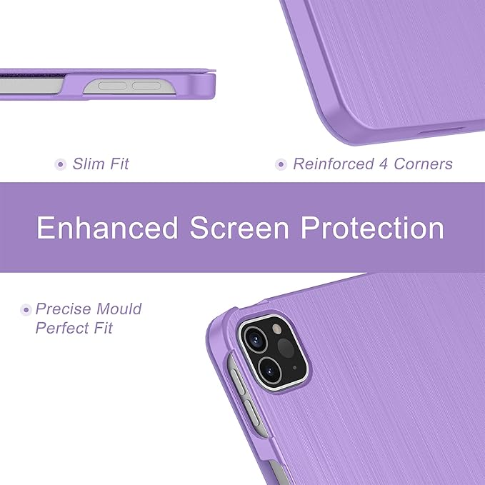 Soke Case for iPad Air 13 Inch (M3/M2) 2025/2024,iPad Pro 12.9 2022 2021(6th 5th Generation) - [Slim Trifold Stand + Auto Wake/Sleep],Protective Hard PC Back Cover (Lilac)