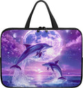 Purple Dolphin Full Moon Laptop Case 12 Inch, Waterproof Laptop Sleeve for Women Men, Portable Laptop Cover Computer Carrying Bag Cases with Handle, Fits Tablet/Notebook/Reader