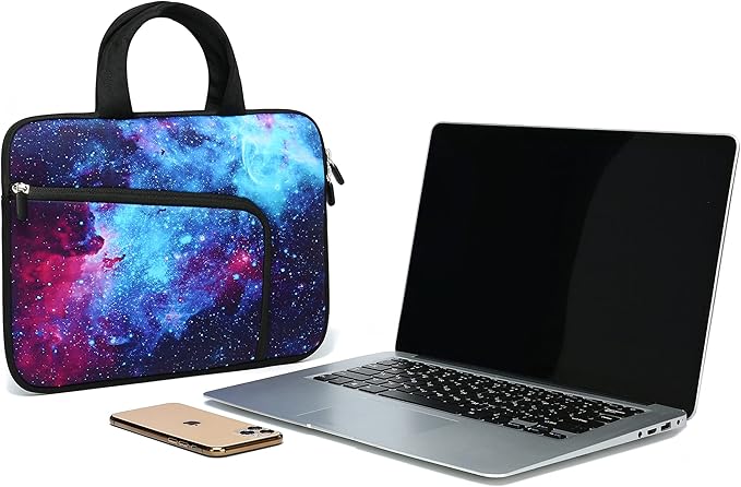 11 11.6 12 12.1 12.5 inches Laptop Sleeve Chromebook Case Ultrabook Case Notebook Sleeve PC Messenger Bag Tablet Case Neoprene Handle Sleeve for Adult Men Women, Two Pockets (Galaxy)