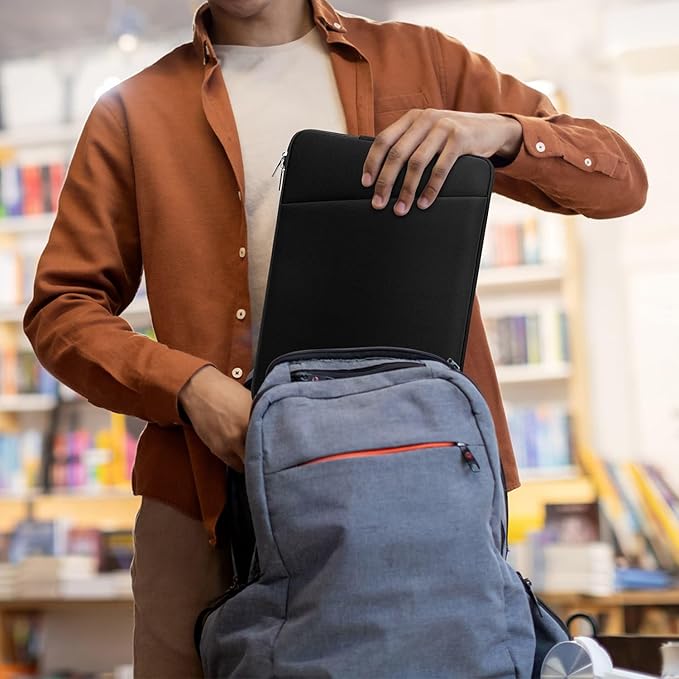 Laptop Sleeve Case with Zipper Accessory Pocket Compatible with 17 inches HP Asus Lenovo Padded Computer Pouch Cover Shockproof Protective for 17” to 17.3” Laptop/Chromebook/Tablet,Black