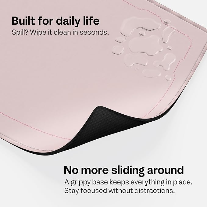 Pixio Mouse Pads - 36 x 16 inch XXL Pink Border Multifunctional Large Desk Mats for Gaming, Office, Desktop Anti-Slip Waterproof Washable Computer Mouse Mat