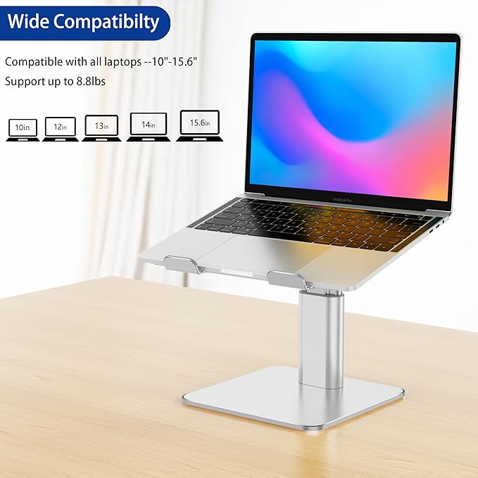 BESIGN LSX6N Laptop Stand, Ergonomic Adjustable Notebook Riser, Computer Holder, Laptop Mount Compatible with 10-15.6" Laptops, Silver