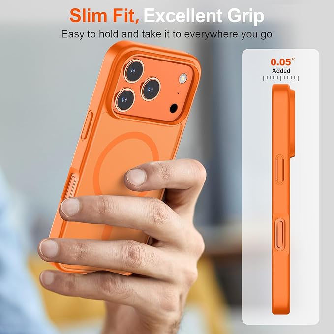 SUPFINE Magnetic for iPhone 17 Pro Max Case (Compatible with MagSafe)(Military Grade Drop Protection) Translucent Matte Shockproof Phone Cover,Starry Orange