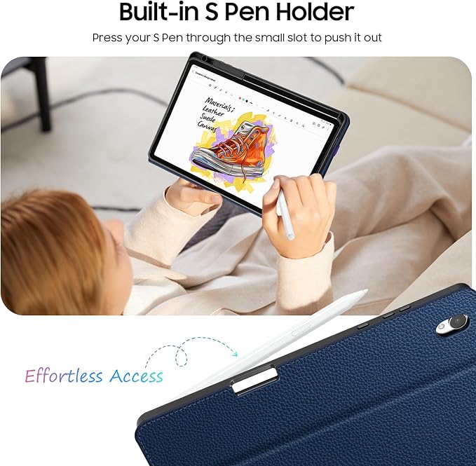 Fintie Case for Samsung Galaxy Tab S11 5G 11 Inch 2025 Model (SM-X730/X736B) with S Pen Holder, Multi-Angle Viewing Soft TPU Back Cover with Pocket, Auto Wake/Sleep, Navy