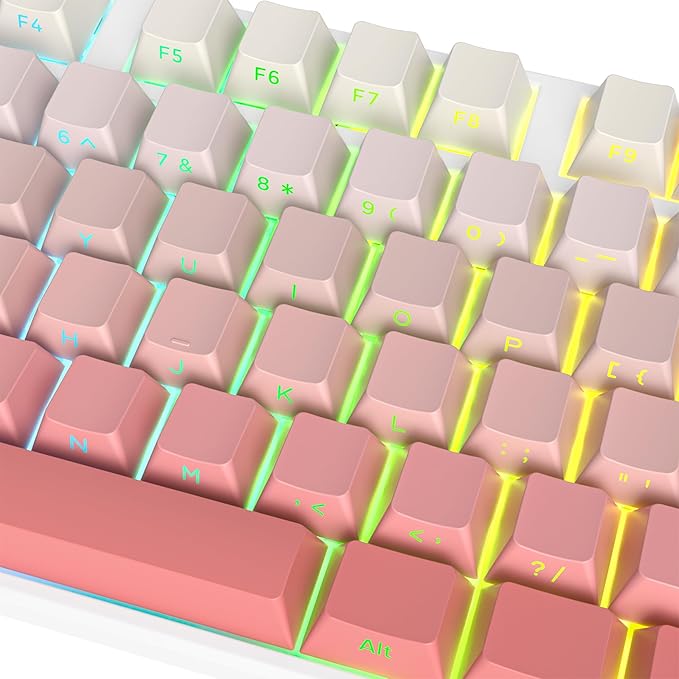 Guffercty kred Cute PBT Key Caps 135-keys Custom Gradient Side Printed Double Shot Keycaps Cherry Profile for 61/68/96/108 Mechanical Gaming Keyboard (Blush)