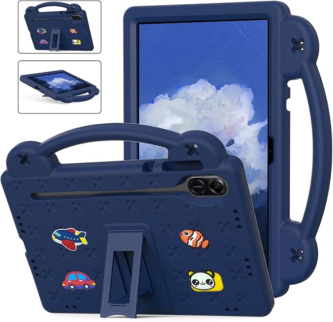 AKABEILA Compatible with Honor Pad X8a 2024/Pad X9 11 inch 2024/Infinix Xpad 11 inch X1101 2024 Tablet Case, Kids Shockproof Protective Case with Shoulder Strap & Stand Handle Navy Blue