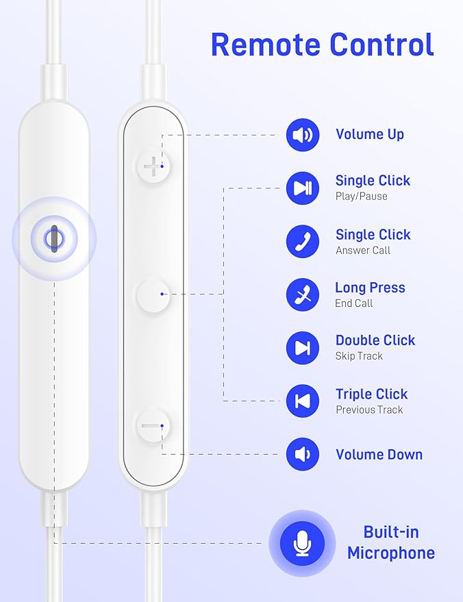 iMangoo for Apple USB C Wired Headphones, Hi-Fi Sound Corded Earbuds, Ergonomic Small in Ear Buds for iPhone 17 Pro Max/17e/16 Plus/16e/15, for Samsung S26/S25 Ultra/for Pixel Type C Earphones White