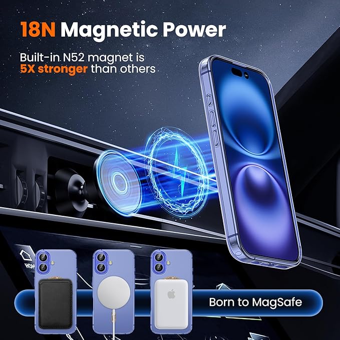 toushion 3 in 1 for iPhone 16 Plus Case Clear Colored Mag-Ring | with MagSafe,Screen Protector *1 & Camera Lens Protector*1, Military-Grade Protection