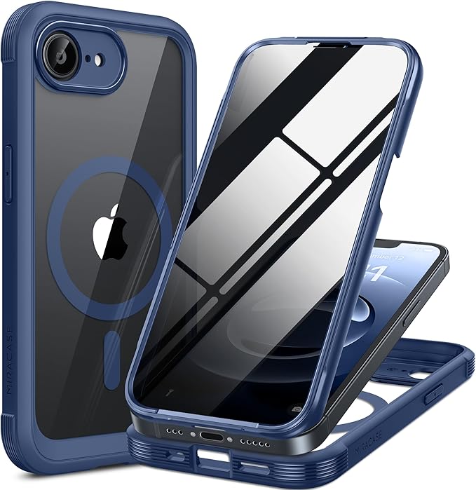 Miracase for iPhone 17e & 16e Case with Built-in Private Screen Protector, [Magnetic with MagSafe] Full-Body Phone Cover Military Drop Proof 17 E/ 16 E Bumper 6.1 inch, Blue