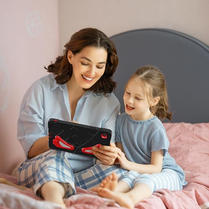 AKABEILA Compatible with Samsung Galaxy Tab A7 Lite 8.7 inch T225/T220(2021) Tablet Case，Lightweight Shockproof Rugged Protective Cover with Kickstand for Kids Children Boys Babies Black Red