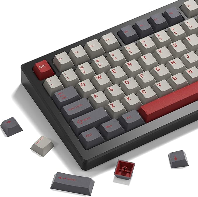 Womier Double Shot PBT Keycaps Set 138 Keys, Cherry Profile Custom Keycaps 60 65 75 100 Percent for 61/64/68/84/87/100/104/108 Retro Gaming Mechanical Keyboard, Purple Gray