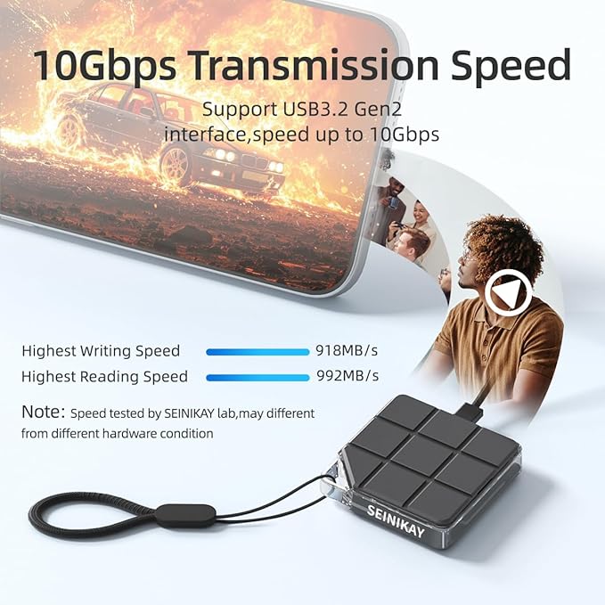 Mini NVME Enclosure, M.2 SSD Enclosure for iPhone 15 Pro Max ProRes,10Gbps Speed,Supports M Key and B&M Keys SATA NVME SSD