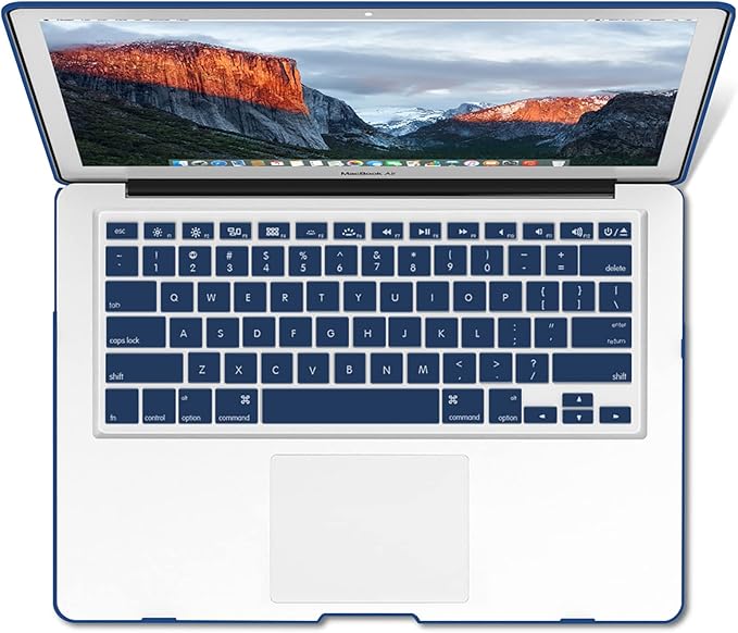 IBENZER Compatible with MacBook Air 11 Inch Case Model A1370 A1465, Soft Touch Plastic Hard Shell Case Bundle with Keyboard Cover for Mac Air 11, Navyl Blue, A11NVBL+1