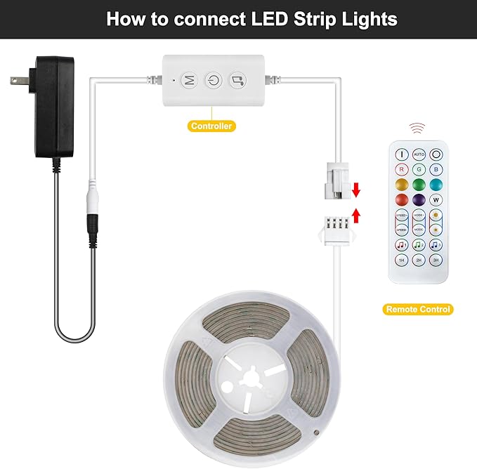 Pandery RGB COB LED Strip Light with Remote and app Control,Music Synchronized Color Change 24V RGB led Strip,16.4FT/5M,10mm Wide,Indoor RGB Lights for Bedroom,Game Room,Bar,Party