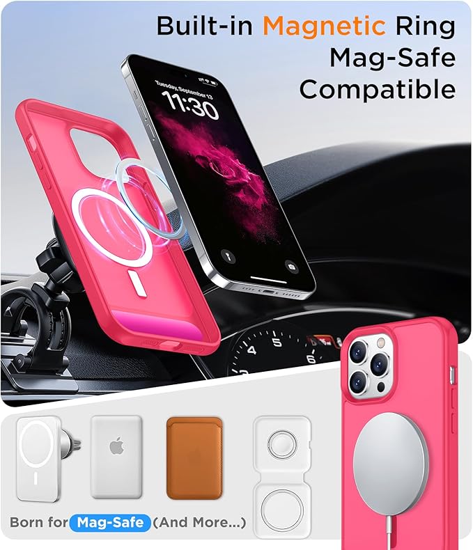 Magnetic Compatible with iPhone 14 Pro Case, [Built-in Invisible Kickstand][Compatible with MagSafe] [Military Grade Shockproof] Slim Translucent Matte Phone Case for iPhone 14 Pro 6.1"