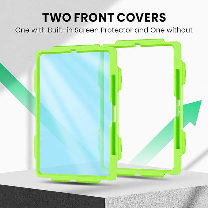 SEYMAC Case for iPad Pro 13 Inch M5 2025 / M4 2024, Heavy Duty Shockproof Protective Case with Screen Protector, 360° Rotating Stand, Hand/Shoulder Strap and Pen Holder, Green