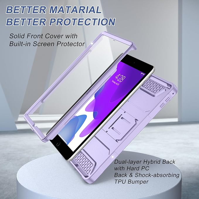 Soke Case for iPad 6th/5th Generation 9.7 Inch 2018/2017,with Built-in Screen Protector and Kickstand, Rugged Full-Body Heavy Duty Protective Cover for Apple iPad Air 2 /Pro 9.7 - Violet