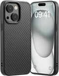 Tigowos Real Carbon Fiber for iPhone 15 Case, Fits magSafe Sturdy Protective Case for iPhone 15 Carbon Fiber Aramid Fiber with Military-Grade Drop Cover, Supports Wireless Charging, Black