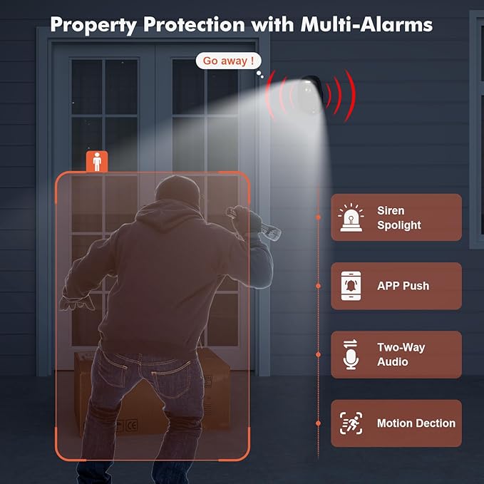 Dzees 4MP Outdoor Camera Wireless with Magnetic Mount Battery Powered Security Camera Outdoor for Home Security, 2.4Ghz WiFi/AI Motion Detection/2-Way Talk/4MP Color Night Vision/IP66/Cloud-2-Pack