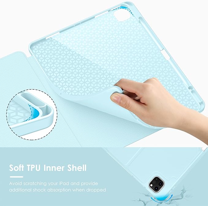 VIKESI Case for iPad Pro 12.9 6th / 5th / 4th / 3rd Generation Case 2022/2021/2020/2018,Multiple Angles Magnetic Stand Cover,Shockproof Soft Back,Pencil Holder,and Auto Sleep/Wake,LCE Blue