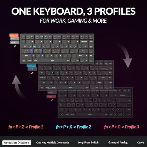 Keychron K2 HE Rapid Trigger Wireless Custom Keyboard with Hall Effect Gateron Double-Rail Magnetic Switch, QMK 2.4 GHz Bluetooth 5.2 RGB Compatible with Mac Windows Linux - Aluminum