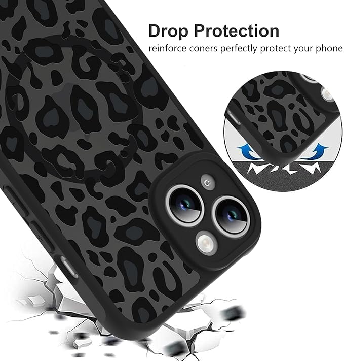 KANGHAR Case for iPhone 14 Plus Phone Case [Compatible with Magsafe] Leopard Printed Pattern Cute Cheetah Protective Magnetic Case for Girls Women Men 6.7"