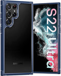 TOCOL for Samsung Galaxy S22 Ultra Case, Translucent Matte Hard Back [Military Grade Shockproof] [Anti-Scratch & Anti-Fingerprint] Slim Fit Protective Cover for Galaxy S22 Ultra Case 6.8'', Navy Blue