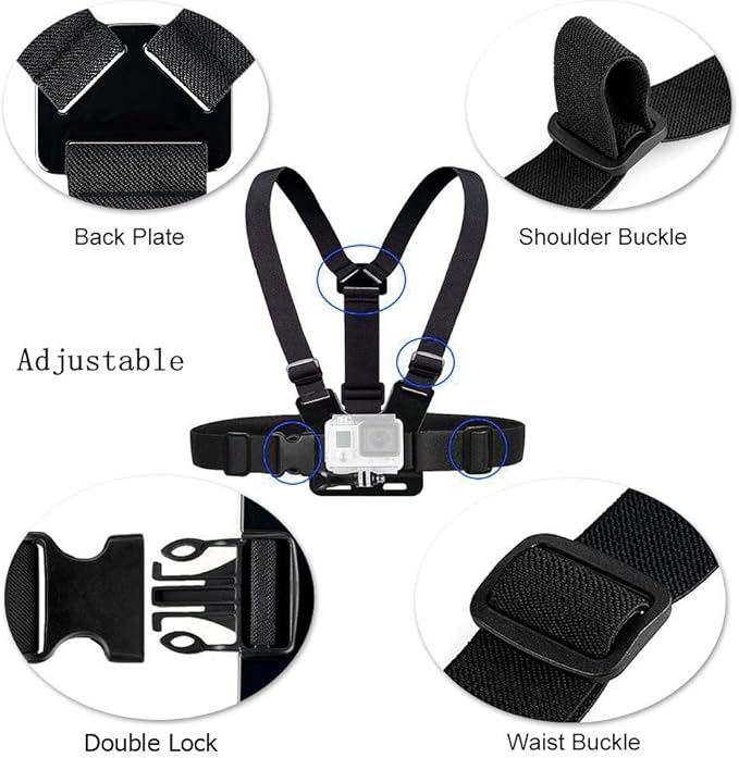 Chest Harness Mount Strap Compatible with Gopro Hero 13 12 11 10 9 8 7,AKASO EK7000 Brave 4 7,DJI Osmo,ODDV,Dragon Touch,WOLFANG,Camlance,Icefox Action Camera Accessories,Adjustable Chesty Body Mount