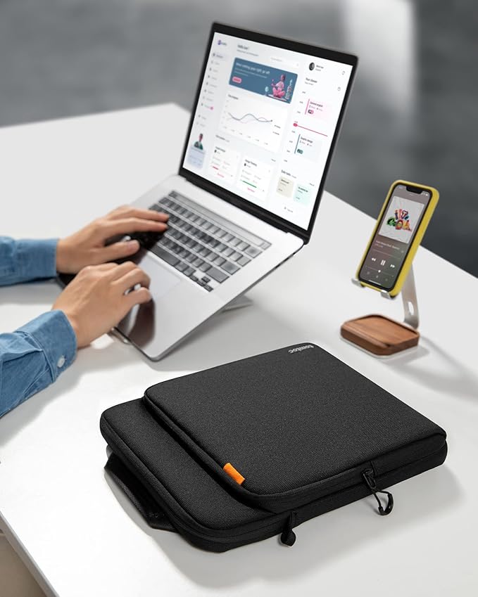 tomtoc 360 Protective Laptop Sleeve Designed for 2026 15-inch MacBook Air M5/A3448, M4/A3241, M3/A3114 M2/A2941, 15'' Surface Laptop AI PC/6, Water-Resistant Well-Organized Accessory Sleeve Case