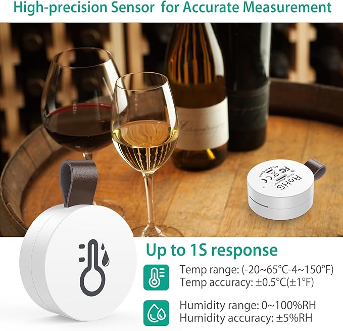 ORIA Thermometer Hygrometer, Wireless Humidity Temperature Sensor Mini with Data Export and Alert, Temp Humidity Monitor for House, 2 Pack