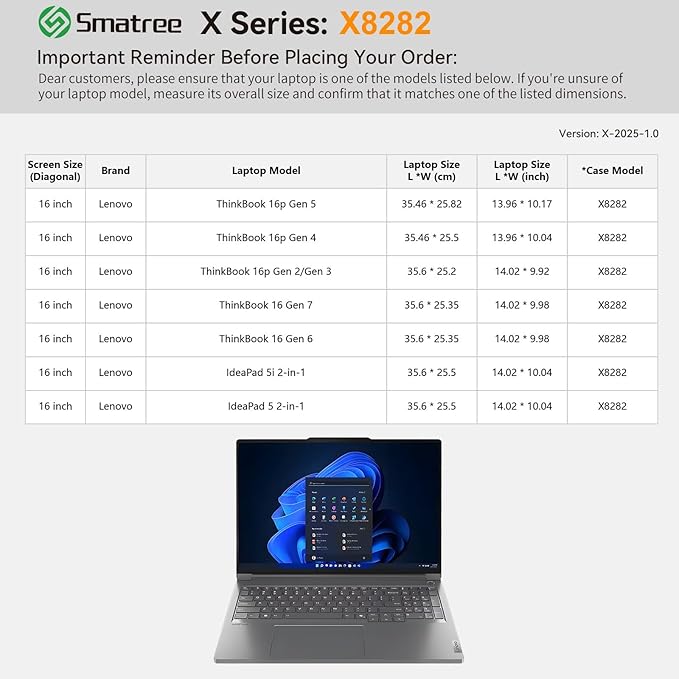 Smatree Hard EVA Protective Sleeve Compatible for 16 inch Lenovo ThinkBook 16 Gen 9/ThinkBook 16p Gen 5/4/3/2 Laptop, ThinkBook 16 Gen 7/6 Laptop, 16 inch Lenovo IdeaPad 5/5i 2-in-1 Case,White(X8282W)