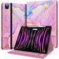 Zonefoker Case for New iPad Pro 12.9 inch 6th/5th/4th/3rd Generation 2022/2021/2020/2018, 12.9'' ipad Pro Leather Folio Protective Cover 6/5/4/3 Gen with Pencil Holder, Auto Wake/Sleep, Marble Pink