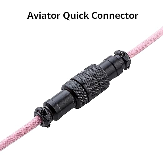 GUNMJO Pro Custom Coiled USB C Cable for Gaming Keyboard, Double-Sleeved Mechanical Keyboard Cable with Detachable Metal Aviator, 1.5M USB-C to USB-A, Black Pink
