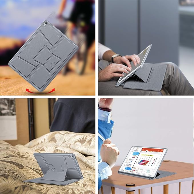 Fintie Magnetic Stand Case for iPad Air 10.5" (3rd Generation) 2019 / iPad Pro 10.5" 2017, Multi-Angle Viewing Rugged Soft TPU Back Cover with Pencil Holder, Auto Wake/Sleep, Cloudy Blue