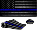 Large Gaming Mouse Pad, Thin Blue Line American Flag Design Keyboard Mat Desk Mousepad, Full Desk Extended XXL Mouse Pad 35.5" X 15.75" w/Stitched Edges Non-Slip for Office Home Gamer