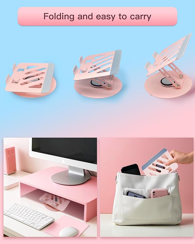 Upgraded 360°Rotating Tablet Stand with Foldable Base - Cute Cat Pattern,Universal for 7-13" Devices (iPad,iPhone,Tablet,Phone) - Ideal for Desk Work,Office,Travel,Home & Painting