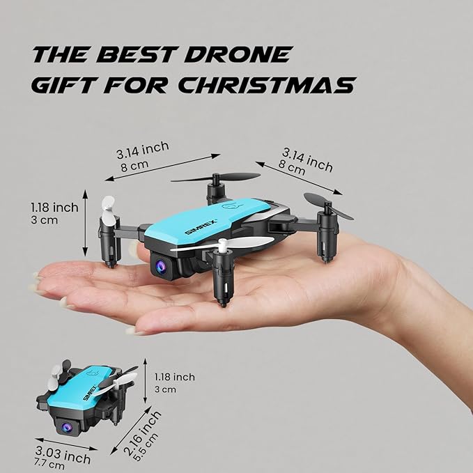 SIMREX Mini Drone with 720P Camera for Kids & Beginners - Foldable RC Quadcopter, Optical Flow Positioning, Altitude Hold, 3D Flip, 2 Batteries 20Min Flight, Safe & Easy Indoor Outdoor Flying Toy Gift (Blue)